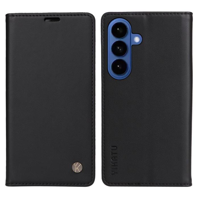 YIKATU - YIKATU Samsung Galaxy S26 Plus Skal Konstläder Magnetisk Stängning - Svart