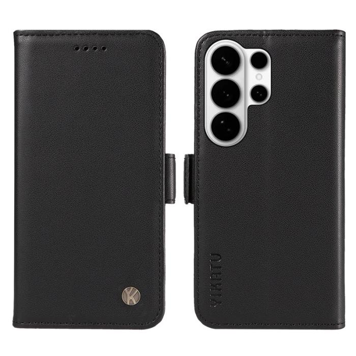 YIKATU - YIKATU Samsung Galaxy S26 Ultra Fodral Äkta Läder Ställ - Svart