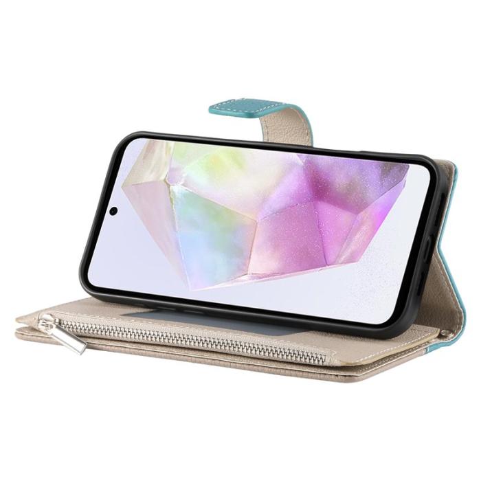 OEM - Zipper Samsung Galaxy A35 5G Fodral Konstläder - Sjöblå