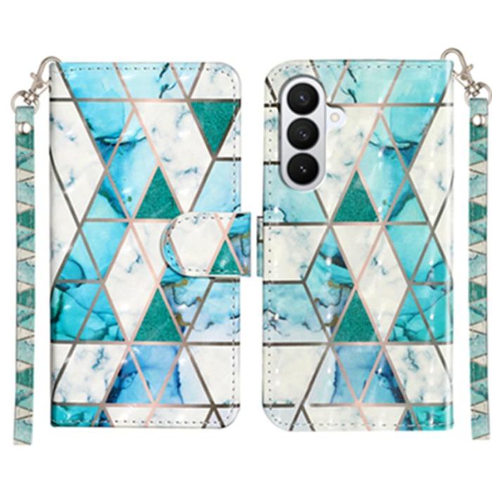 OEM - Plånboksfodral för Samsung Galaxy S26 3D-mönster Konstläder - Grön Marmor