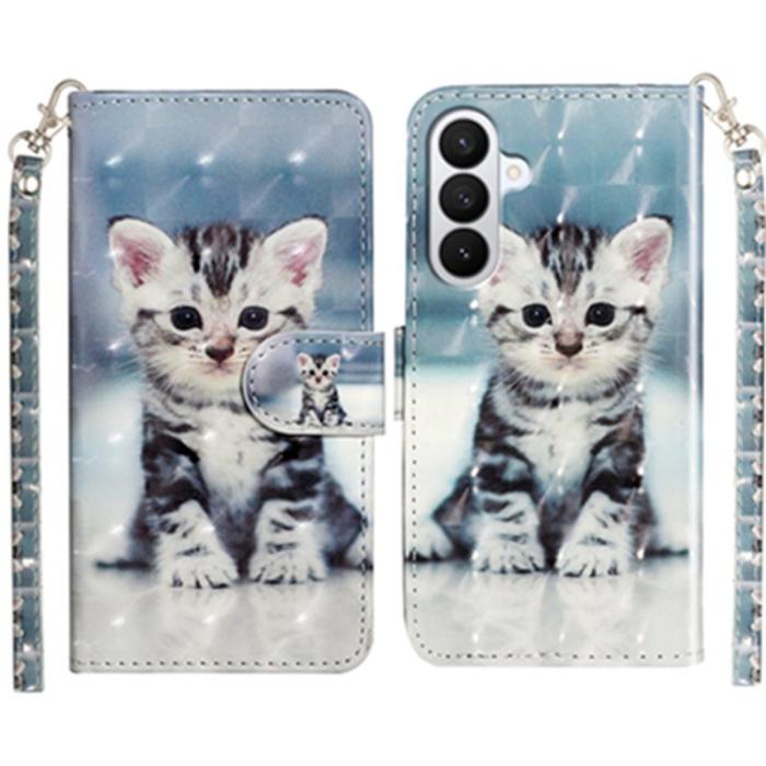 OEM - Plånboksfodral för Samsung Galaxy S26 3D-mönster Konstläder - Katt