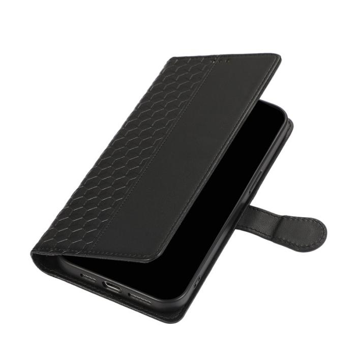 OEM - Plånboksfodral för Samsung Galaxy S26 3D Rhombus Imprint - Svart