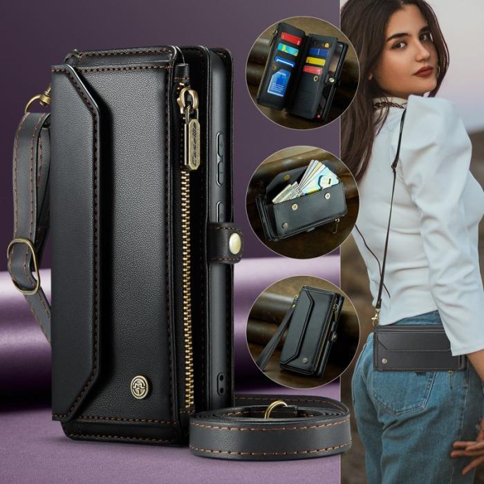 Caseme - CaseMe Mobilfodral för Samsung Galaxy S26 Äkta läder 10 kortfack - Svart