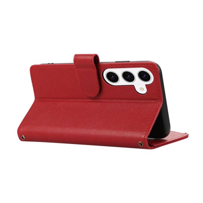 OEM - Mobilfodral för Samsung Galaxy S26 Äkta läder Flera kortfack - Röd