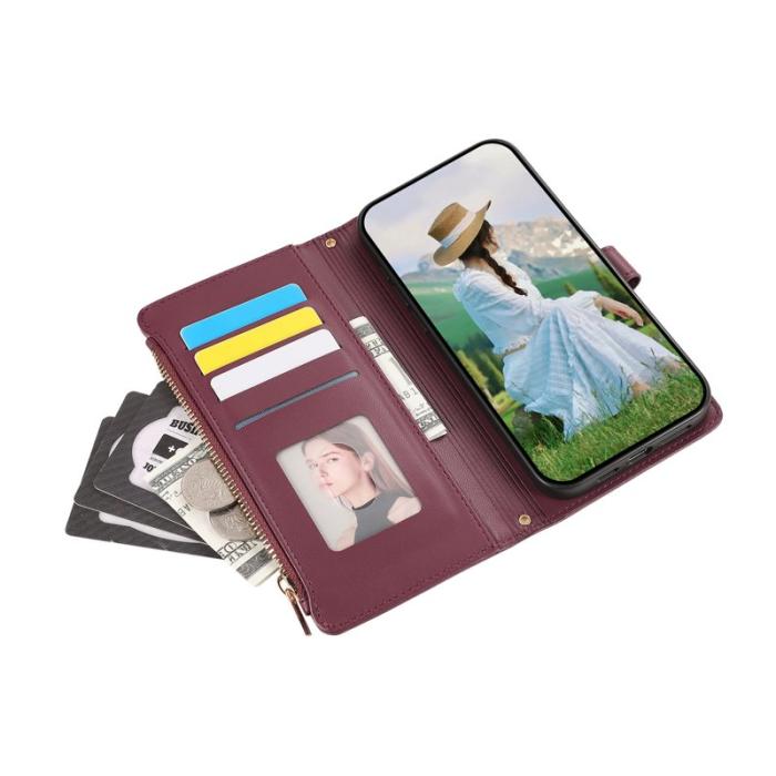 OEM - Mobilfodral för Samsung Galaxy S26 Äkta läder Flera kortfack - Vinröd