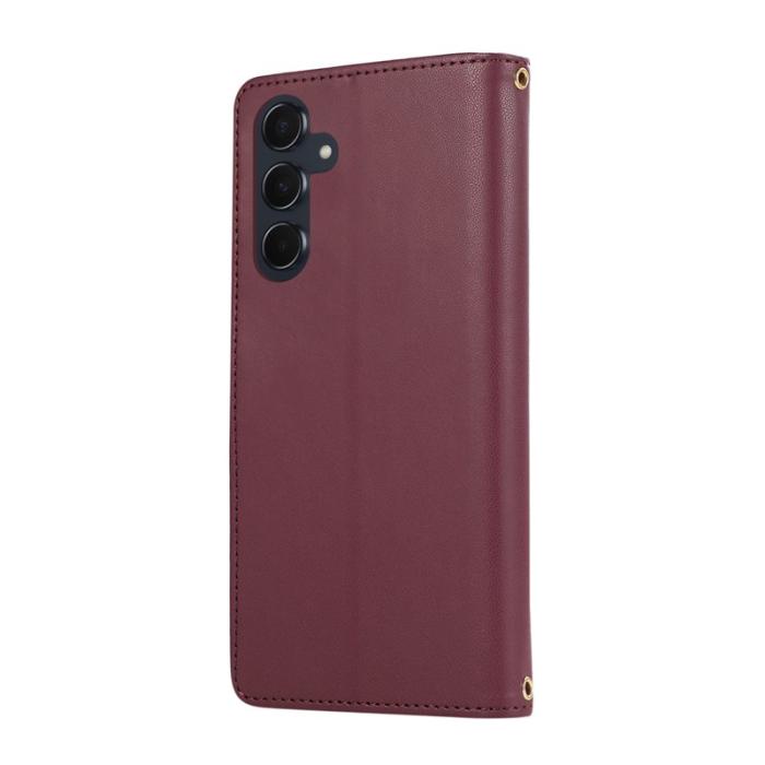 OEM - Mobilfodral för Samsung Galaxy S26 Äkta läder Flera kortfack - Vinröd