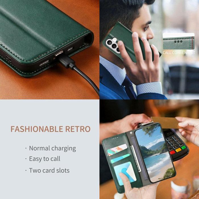 OEM - Plånboksfodral för Samsung Galaxy S26 Äkta läder - Grön