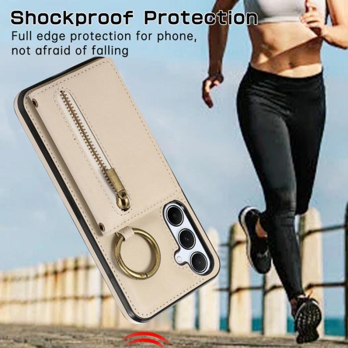 OEM - Plånboksfodral för Samsung Galaxy S26 Äkta läder Kickstand - Beige