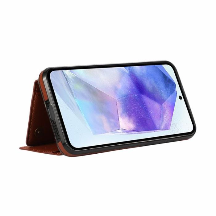 OEM - Plånboksfodral för Samsung Galaxy S26 Äkta läder Kickstand - Brun