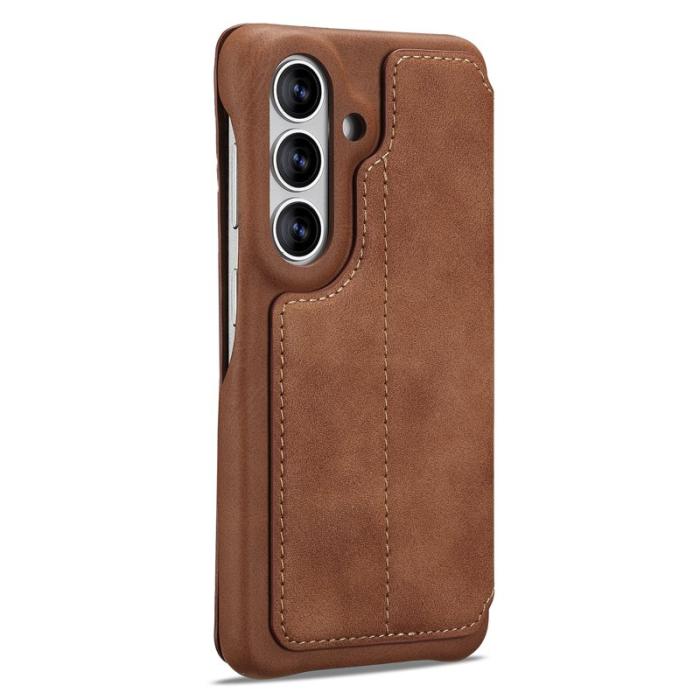LC.imeeke - LC.IMEEKE Mobilfodral för Samsung Galaxy S26 Äkta läder Kortfack - Brun