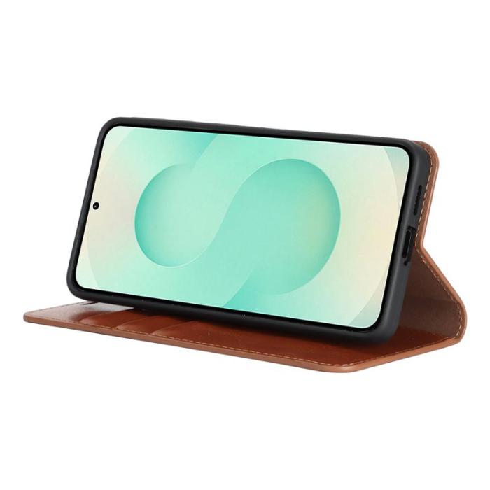 OEM - Plånboksfodral för Samsung Galaxy S26 Äkta läder - Ljusbrun