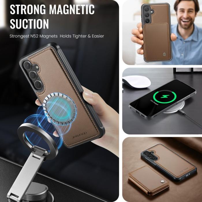 OEM - Mobilfodral för Samsung Galaxy S26 Äkta läder Magnetisk - Brun