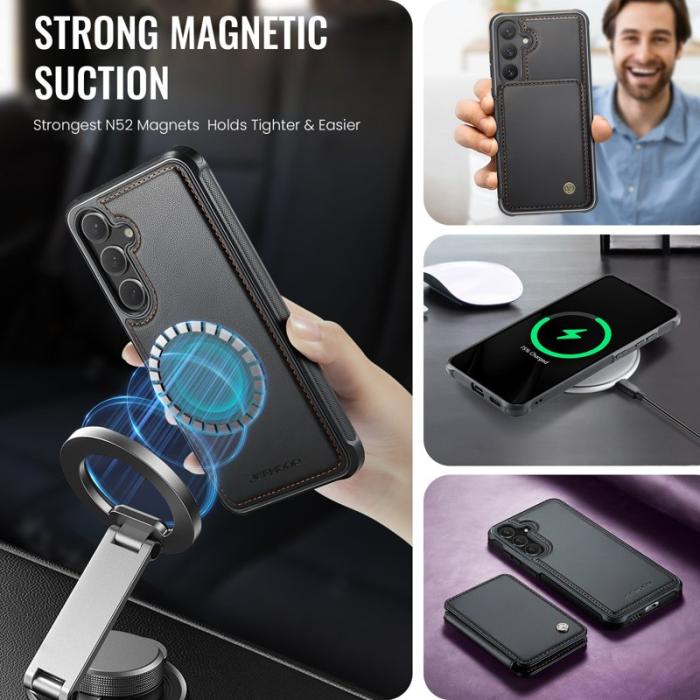 OEM - Plånboksfodral för Samsung Galaxy S26 Äkta läder Magnetisk - Svart