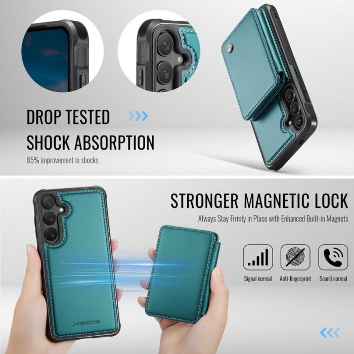 JEEHOOD - JEEHOOD Mobilfodral för Samsung Galaxy S26 Äkta läder Magnetiskt - Blå