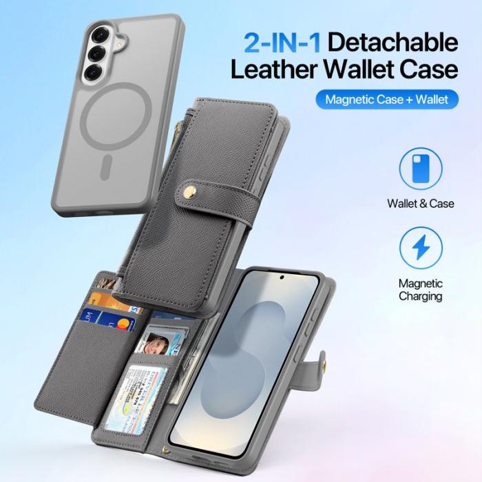 Dux Ducis - Dux Ducis Plånboksfodral för Samsung Galaxy S26 Äkta läder Magnetiskt - Grå