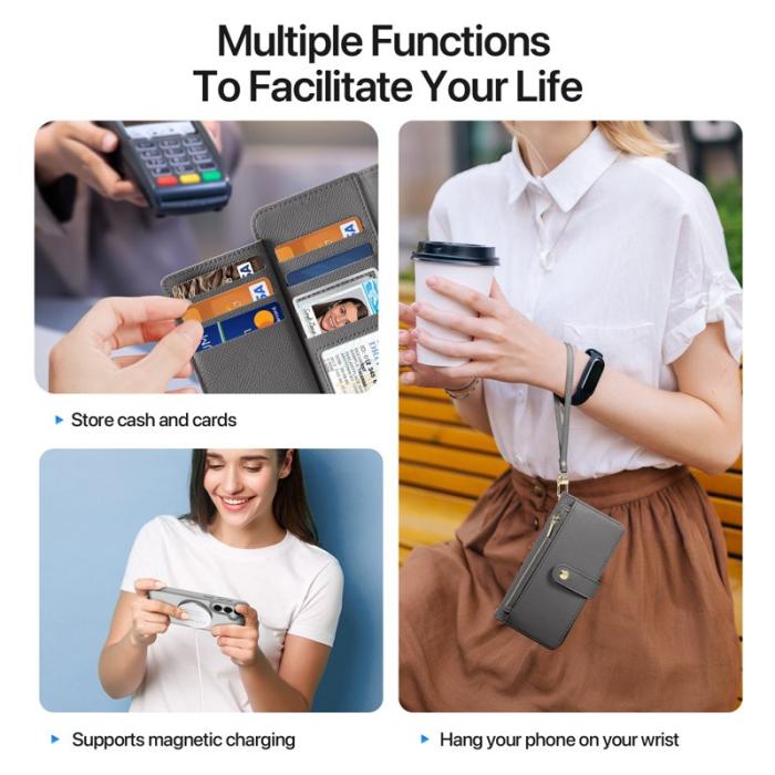 Dux Ducis - Dux Ducis Plånboksfodral för Samsung Galaxy S26 Äkta läder Magnetiskt - Grå