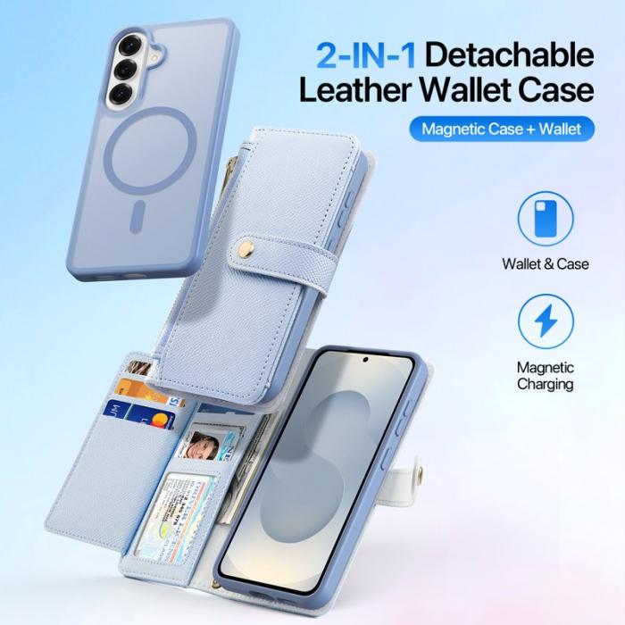 Dux Ducis - Dux Ducis Plånboksfodral för Samsung Galaxy S26 Äkta läder Magnetiskt - Ljusblå