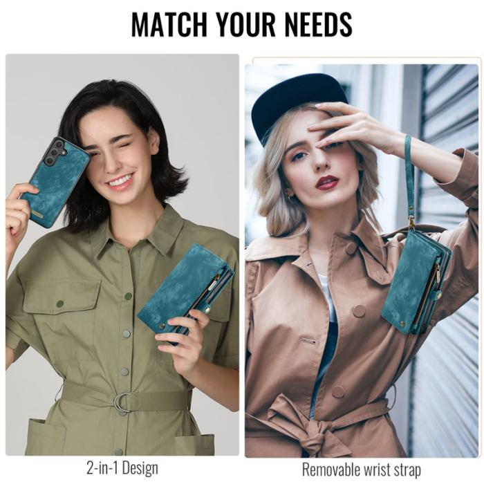 Caseme - CaseMe Plånboksfodral för Samsung Galaxy S26 Äkta läder med avtagbar rem - Blå