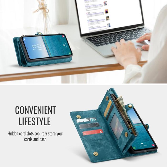 Caseme - CaseMe Plånboksfodral för Samsung Galaxy S26 Äkta läder med avtagbar rem - Blå