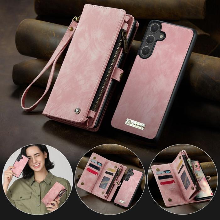 Caseme - CaseMe Plånboksfodral för Samsung Galaxy S26 Äkta läder med avtagbar rem - Rosa