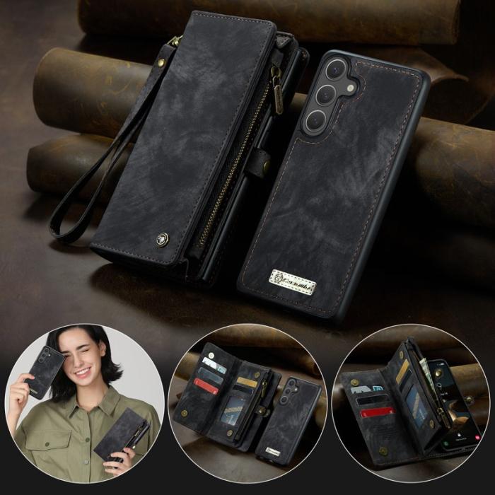 Caseme - CaseMe Plånboksfodral för Samsung Galaxy S26 Äkta läder med avtagbart band Svart
