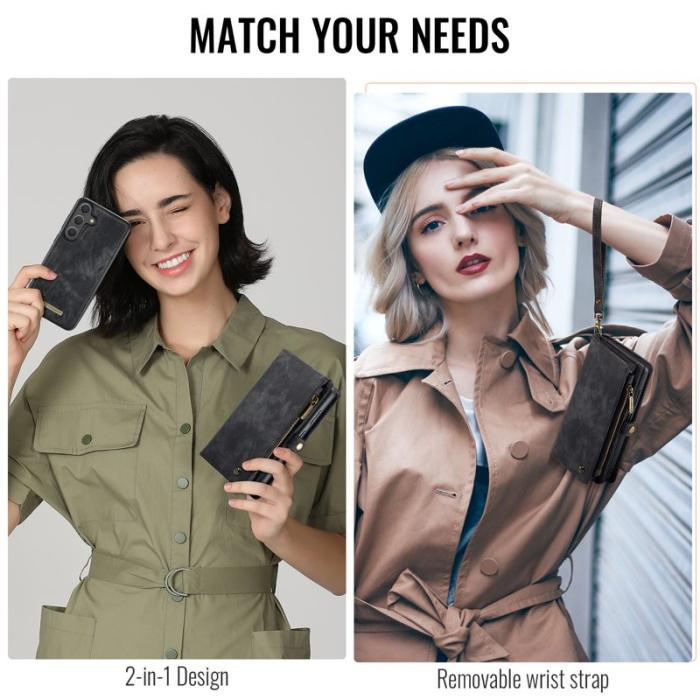 Caseme - CaseMe Plånboksfodral för Samsung Galaxy S26 Äkta läder med avtagbart band Svart