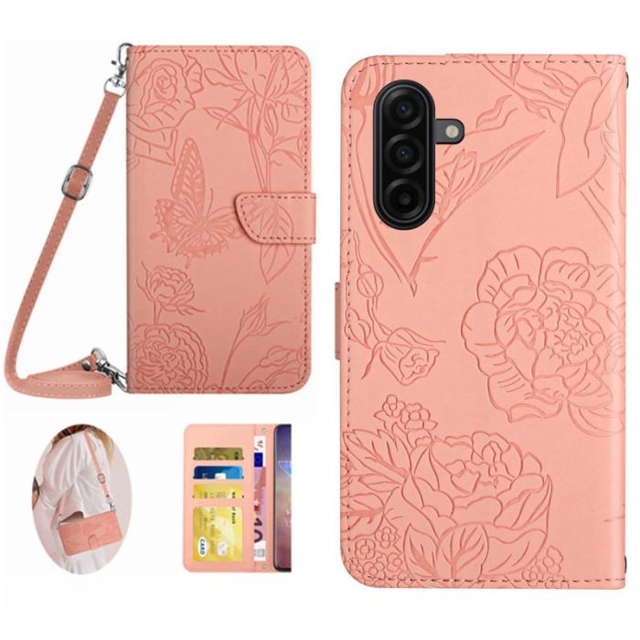 OEM - Mobilfodral för Samsung Galaxy S26 Äkta läder med axelrem - Rosa