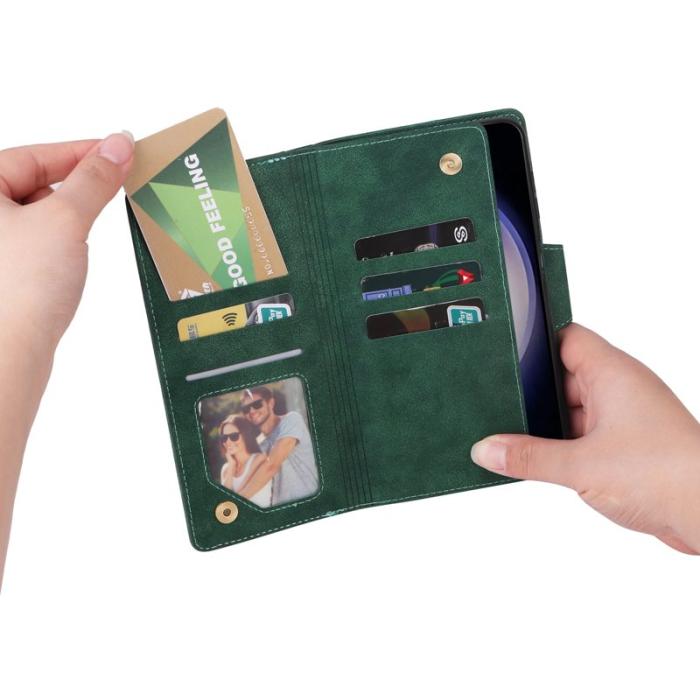 OEM - Plånboksfodral för Samsung Galaxy S26 Konstläder med dragkedja - Grön