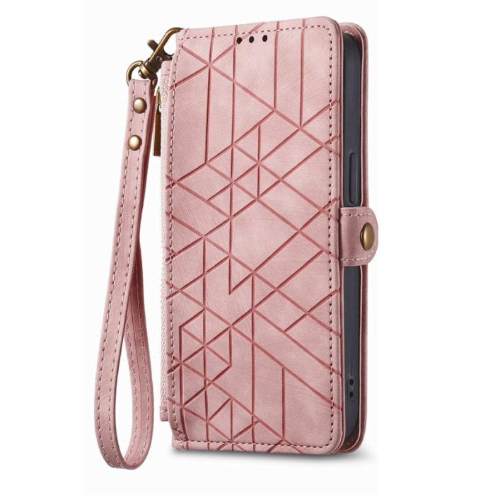 OEM - Plånboksfodral för Samsung Galaxy S26 Äkta läder med dragkedja - Rosa