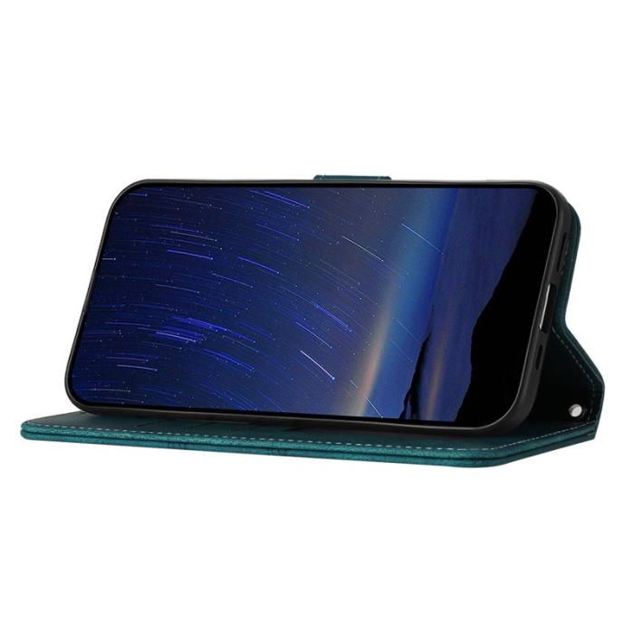 OEM - Plånboksfodral för Samsung Galaxy S26 Äkta läder med handledsrem - Svartgrön