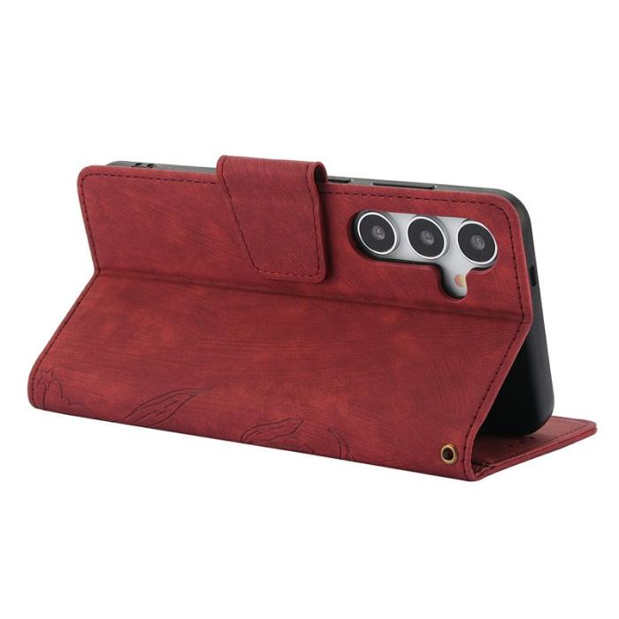 OEM - Plånboksfodral för Samsung Galaxy S26 Äkta läder med handrem - Röd