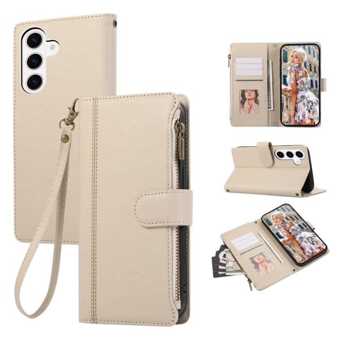 OEM - Mobilfodral för Samsung Galaxy S26 Äkta läder med kortfack - Beige