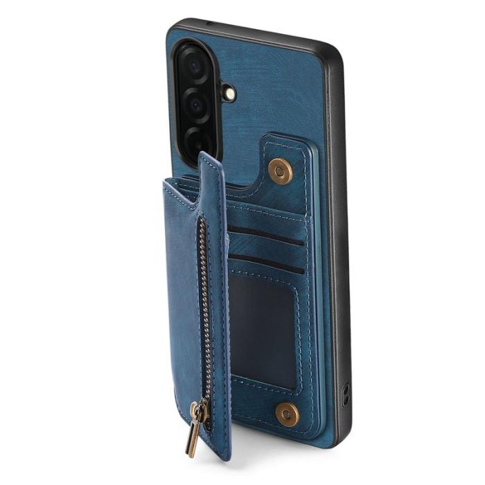 OEM - Mobilfodral för Samsung Galaxy S26 Äkta läder med kortfack - Blå