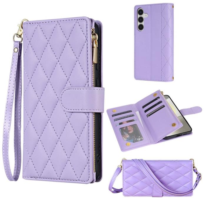 OEM - Plånboksfodral för Samsung Galaxy S26 Äkta läder med rem - Ljuslila