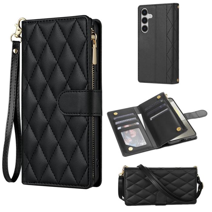 OEM - Plånboksfodral för Samsung Galaxy S26 Äkta läder med rem - Svart