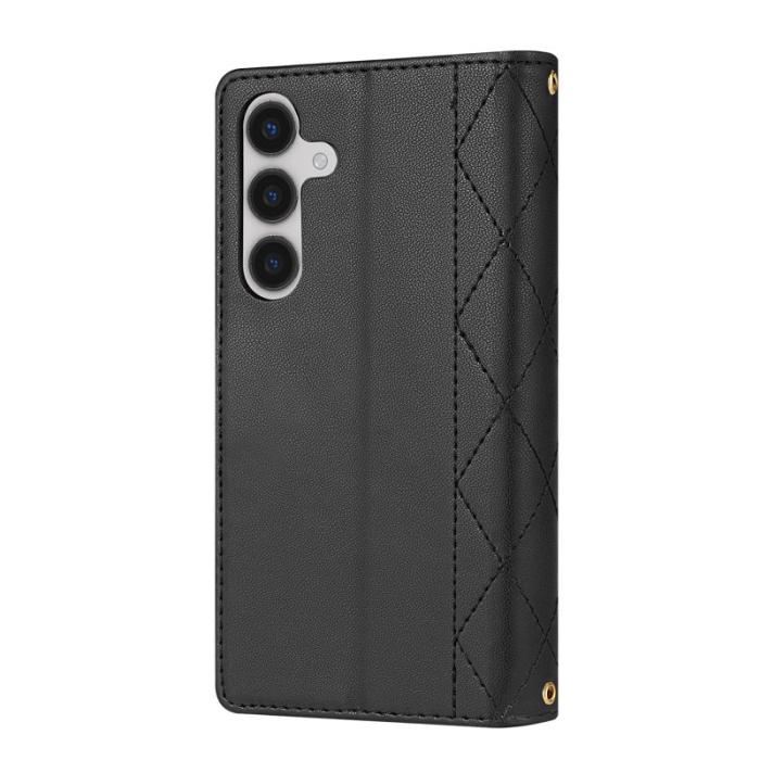 OEM - Plånboksfodral för Samsung Galaxy S26 Äkta läder med rem - Svart