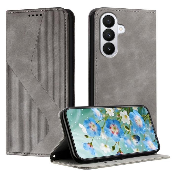 OEM - Plånboksfodral för Samsung Galaxy S26 Äkta läder med ställ - Grå