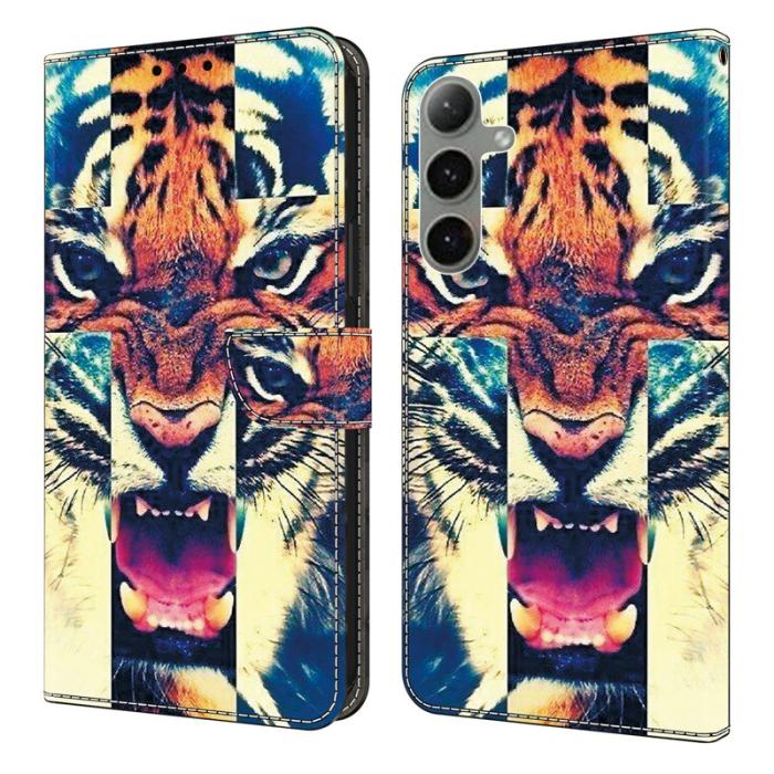 OEM - Plånboksfodral för Samsung Galaxy S26 Äkta läder Mönster - Tiger