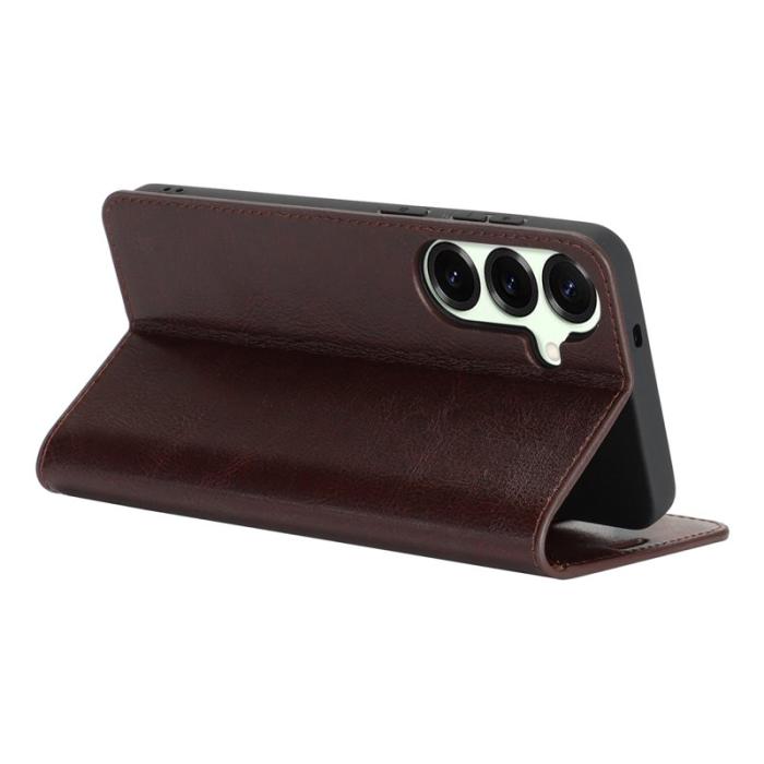 OEM - Plånboksfodral för Samsung Galaxy S26 Äkta läder - Mörkbrun