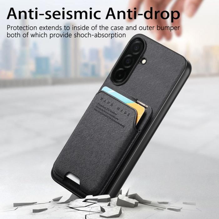 OEM - Mobilfodral för Samsung Galaxy S26 Äkta läder + PC + TPU - Svart