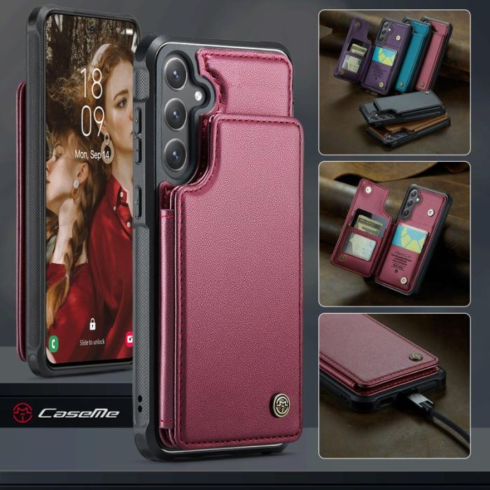 Caseme - CaseMe Mobilfodral för Samsung Galaxy S26 Konstläder RFID 5 kortfack - Röd