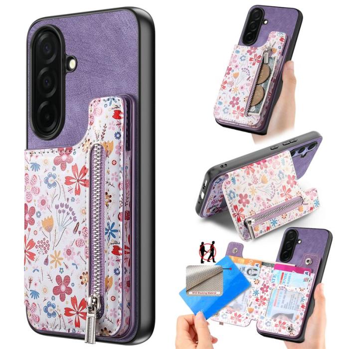 OEM - Mobilfodral för Samsung Galaxy S26 Konstläder RFID Kickstand - Lila