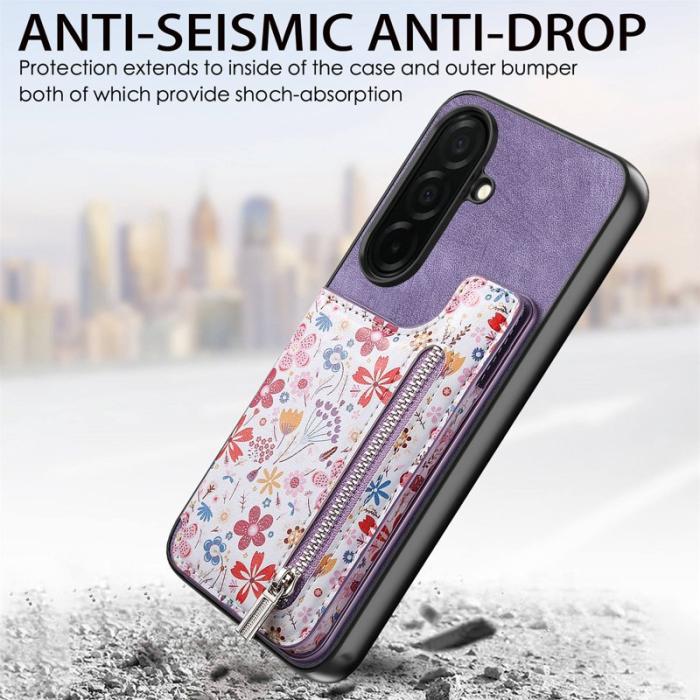 OEM - Mobilfodral för Samsung Galaxy S26 Konstläder RFID Kickstand - Lila