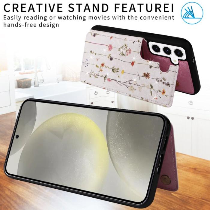 OEM - Mobilfodral för Samsung Galaxy S26 Äkta läder RFID - Torkad blomma