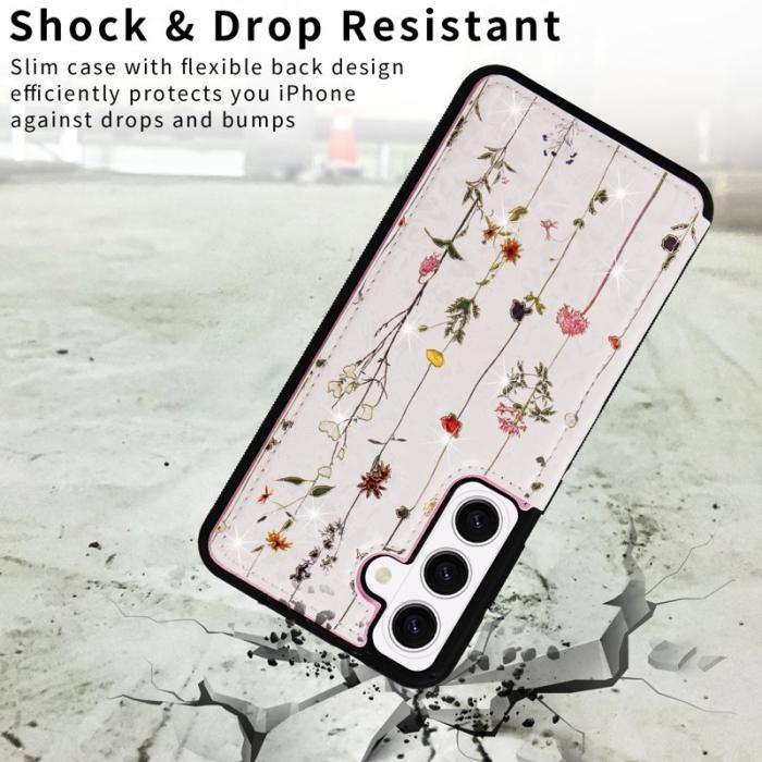 OEM - Mobilfodral för Samsung Galaxy S26 Äkta läder RFID - Torkad blomma