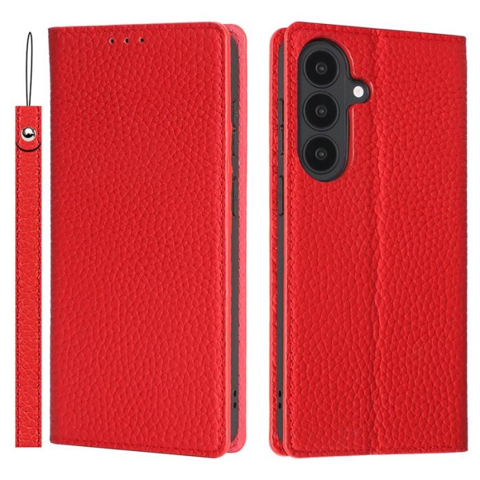 LC.imeeke - LC.IMEEKE Plånboksfodral för Samsung Galaxy S26 Äkta läder - Röd