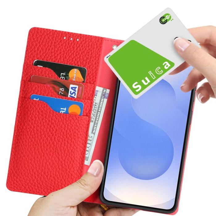 LC.imeeke - LC.IMEEKE Plånboksfodral för Samsung Galaxy S26 Äkta läder - Röd