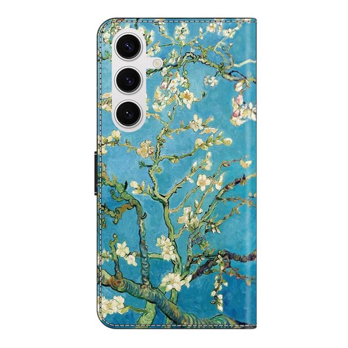 OEM - Plånboksfodral för Samsung Galaxy S26 Äkta läder Stativ - Aprikosblomma