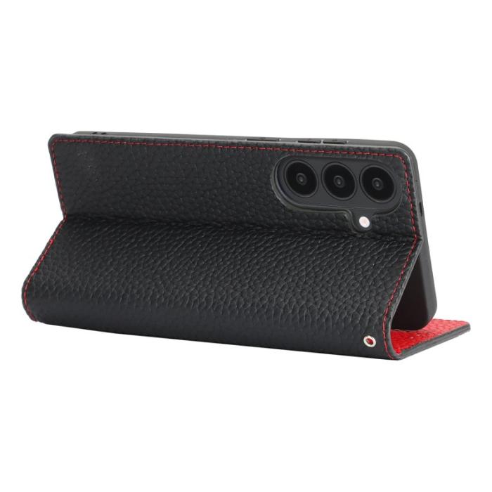 LC.imeeke - LC.IMEEKE Plånboksfodral för Samsung Galaxy S26 Äkta läder - Svart