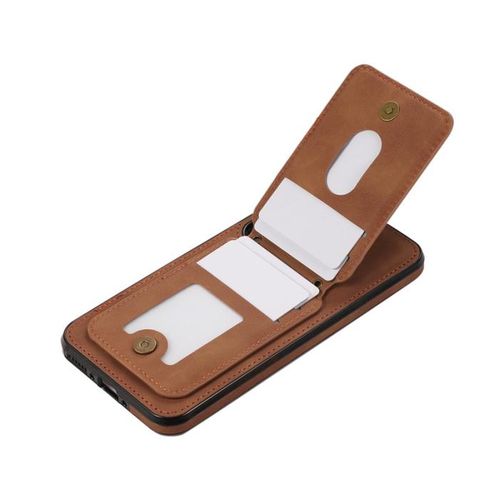 OEM - Mobilfodral för Samsung Galaxy S26 Äkta läder + TPU Kickstand - Brun